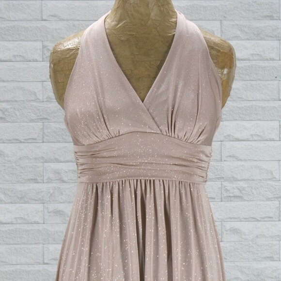 B. DARLIN Dress Assymetrical Halter Blush Sparkly Wedding Prom Homecoming Medium - Picture 2 of 13